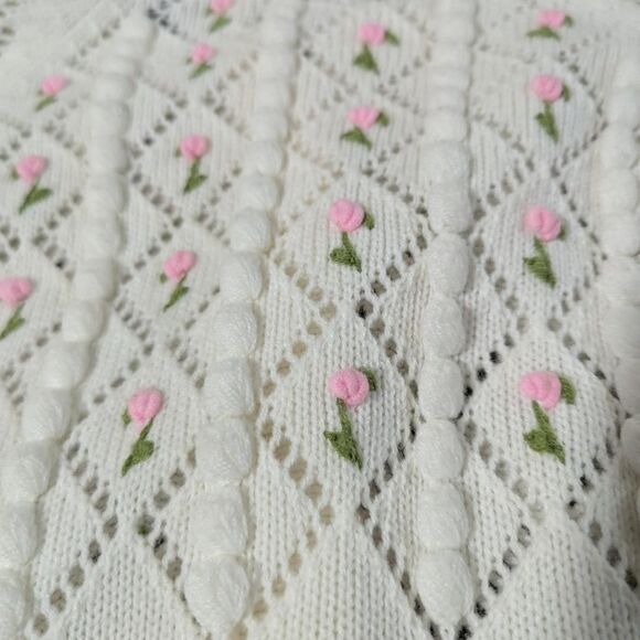 Gorgeous Vintage Women's embroidered White button-down Cardigan sweater - Picture 8 of 8